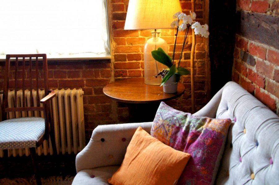 sofa in resident only drawing room at the bel and dragon in odiham