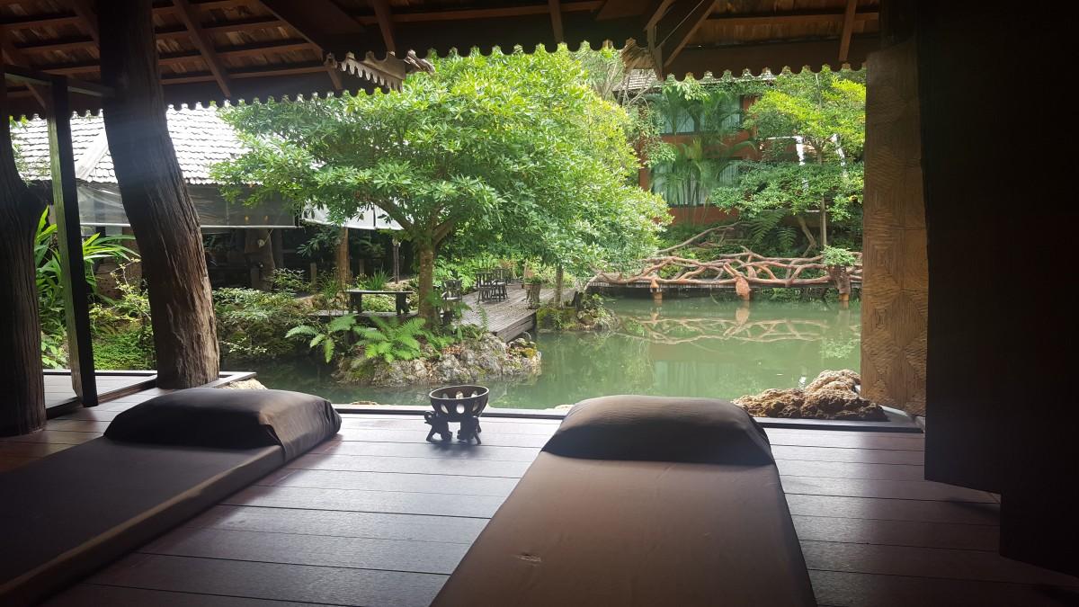 spa overlooking pond of panviman chiang mai in thailand Spa overlooking pond of Panviman Chiang Mai Spa Resort