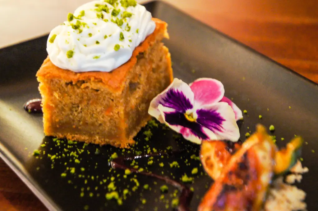 spiced carrot cake and royal indian chai tea at modern indian restaurant dabaar in london picture 4