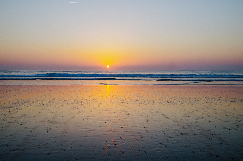 Sunset on St Ouen's bay in Jersey