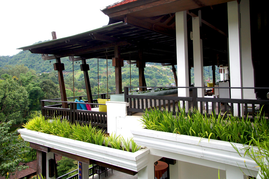terrace of main building of panviman chiang mai in thailand Terrace of the main building at Panviman Chiang Mai Spa Resort