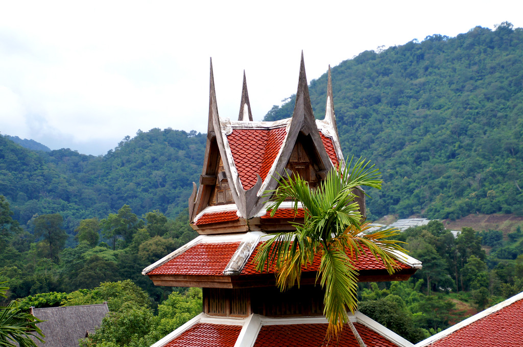 tourette of the main building of panviman chiang mai in thailand Turret of the the main building at Panviman Chiang Mai Spa Resort