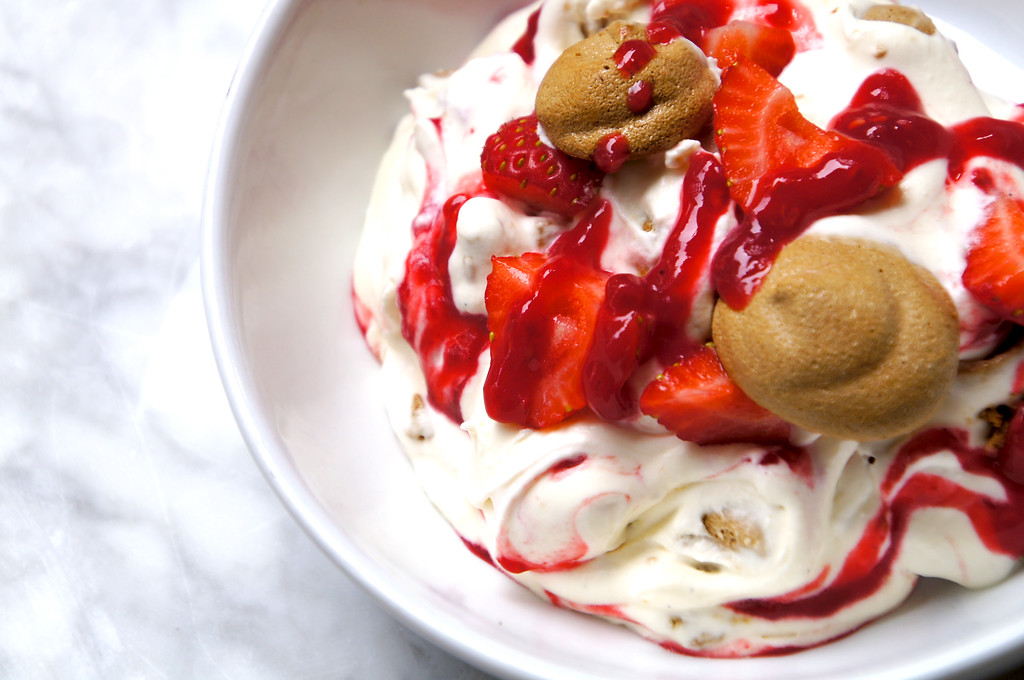 treacle meringue whipped cream berry sauce and strawberries eton mess at no1 duke street richmond london picture 1