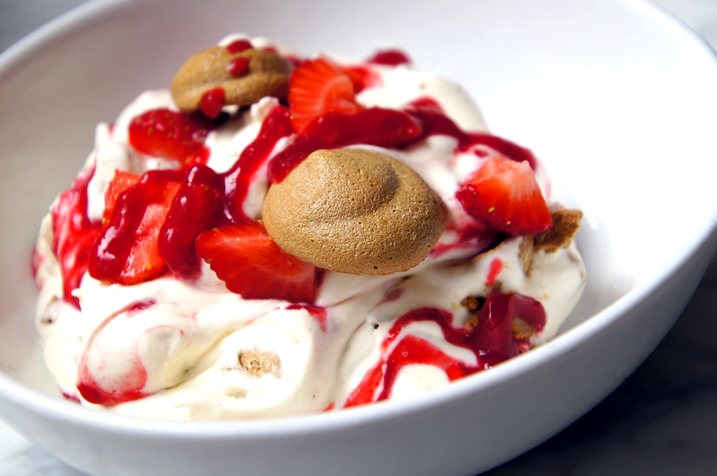 treacle meringue whipped cream berry sauce and strawberries eton mess at no1 duke street richmond london picture 4