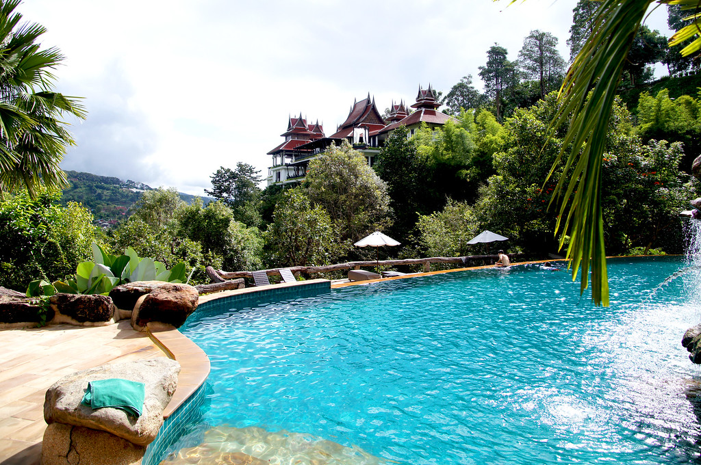 views from pool area at panviman chiang mai in thailand Views from pool area at Panviman Chiang Mai Spa Resort