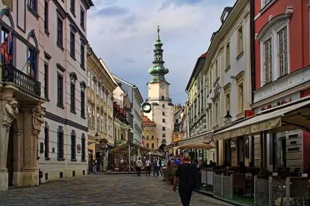 Main street in Bratislava Slovakia weekend getaway from vienna Main street in Bratislava Slovakia weekend getaway from vienna