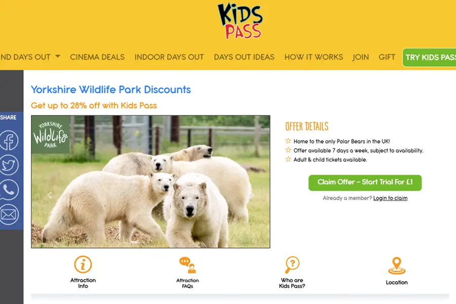 Yorkshire Wildlife Park Review Kids pass deal 1