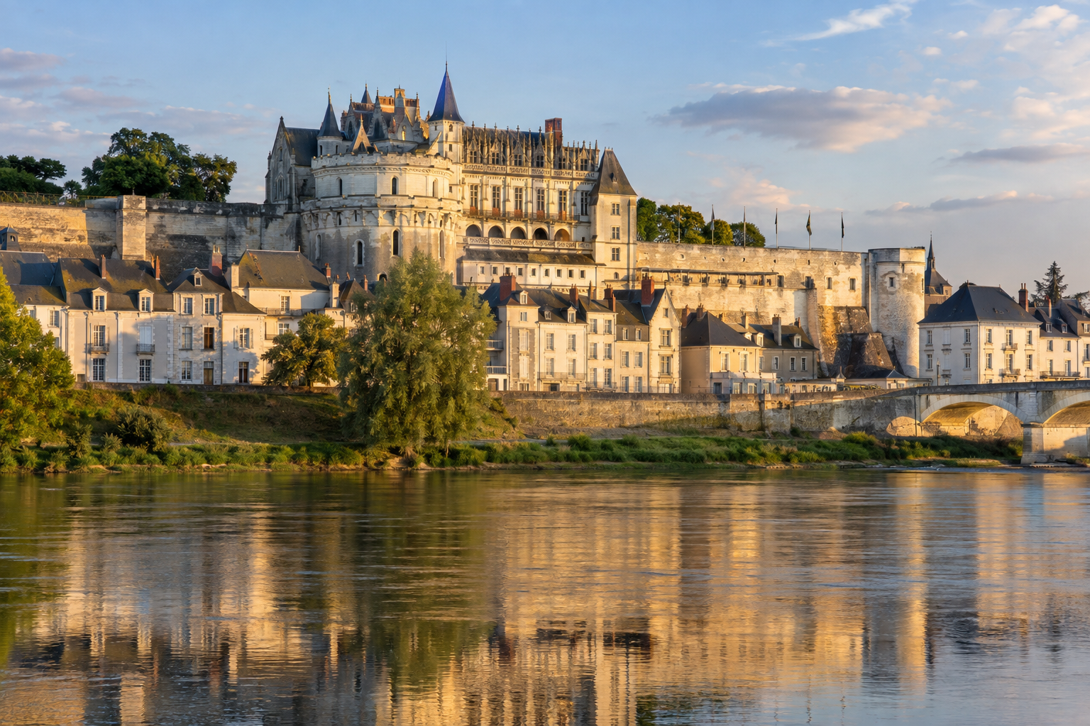 Château d’Amboise overlooking the River Loire in France