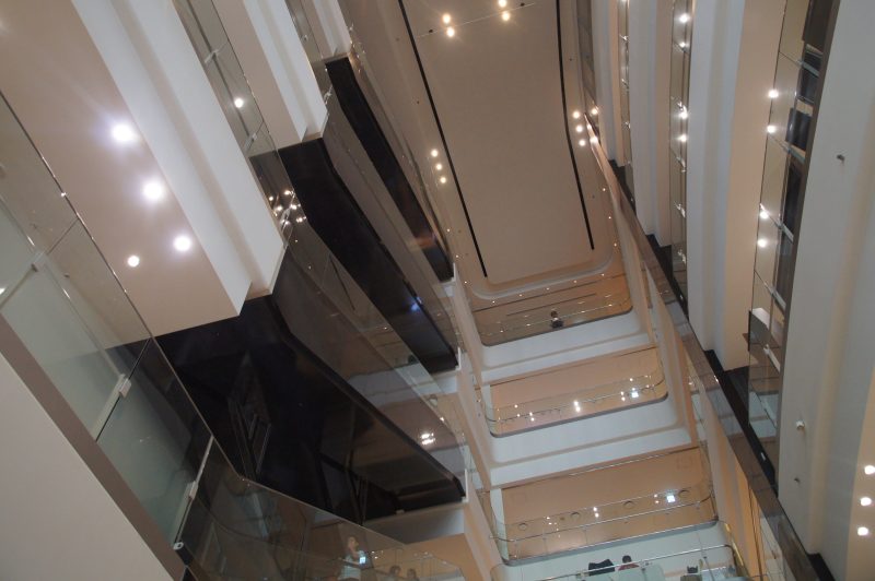 DSC00509 View looking up through the tall multi-level atrium inside Grand Front Osaka