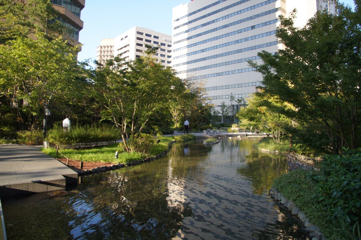DSC00531 Landscaped terrace garden and water feature at Grand Front Osaka
