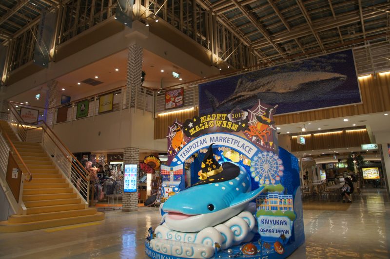 Colourful whale shark display inside Tempozan Marketplace beside Osaka Aquarium Kaiyukan