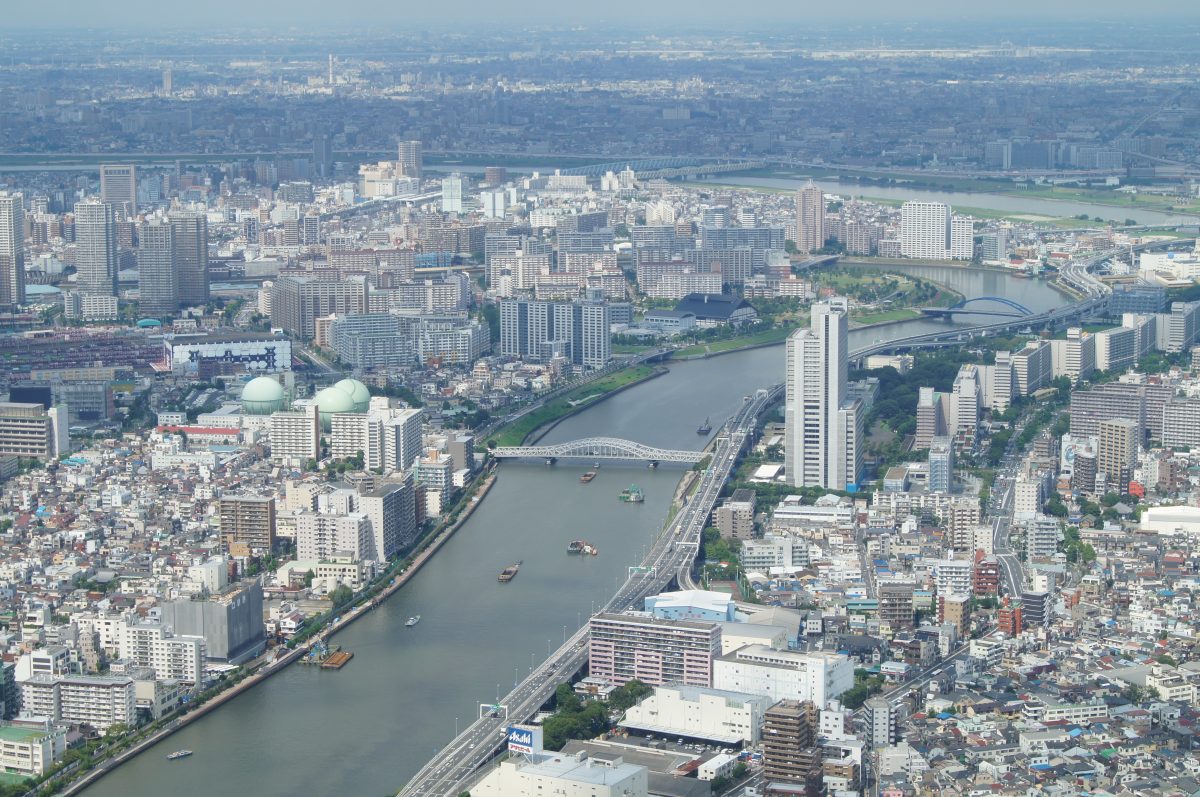 View over the Sumida River and eastern Tokyo from Tokyo Skytree