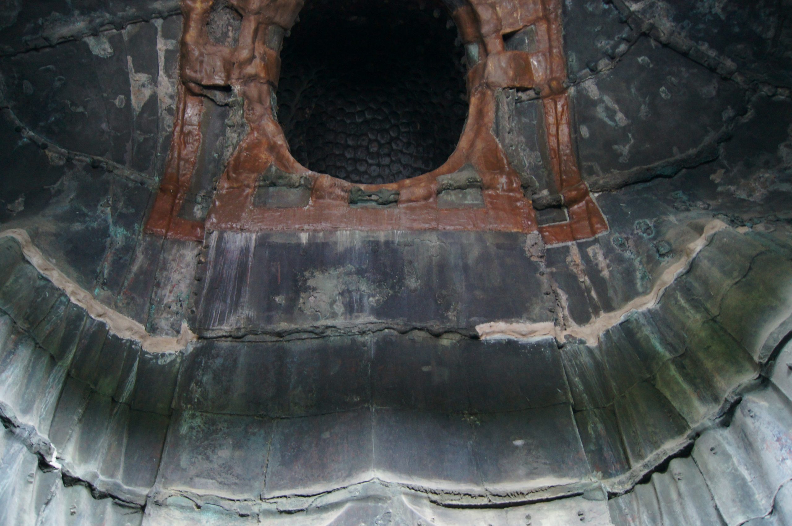 The ribbed bronze interior of the Great Buddha at Kotoku-in.