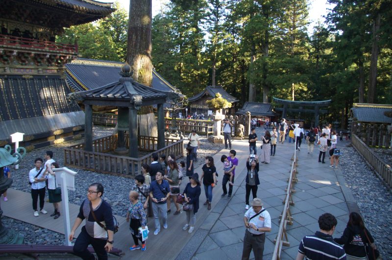 DSC07660 Visitors in the courtyard at Futarasan Shrine in Nikko