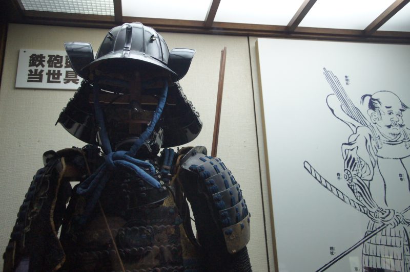 DSC09271 Suit of samurai armour displayed inside Matsumoto Castle