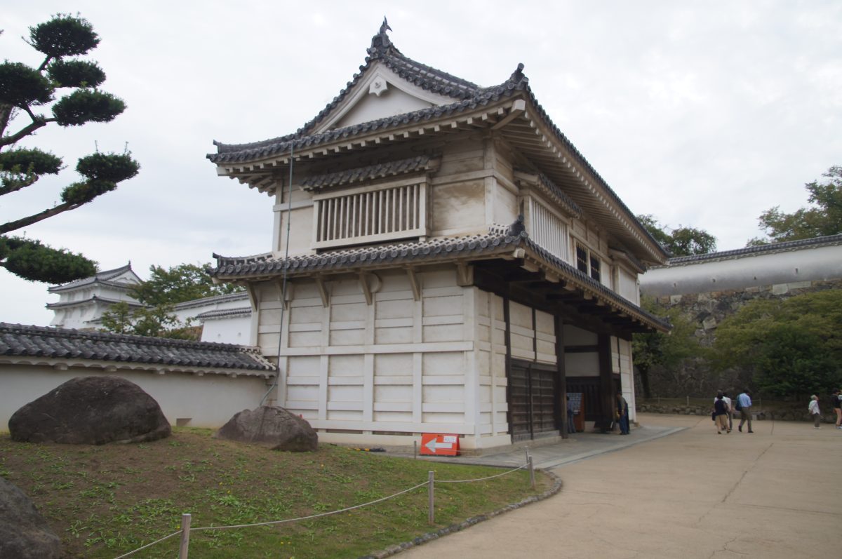 White corner turret on the outer walls of Himeji Castle