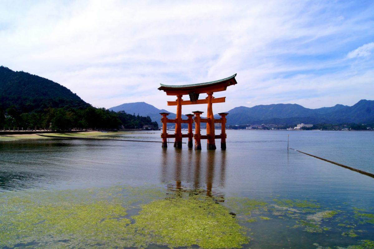 Great torii gate at Itsukushima Shrine on Miyajima Island