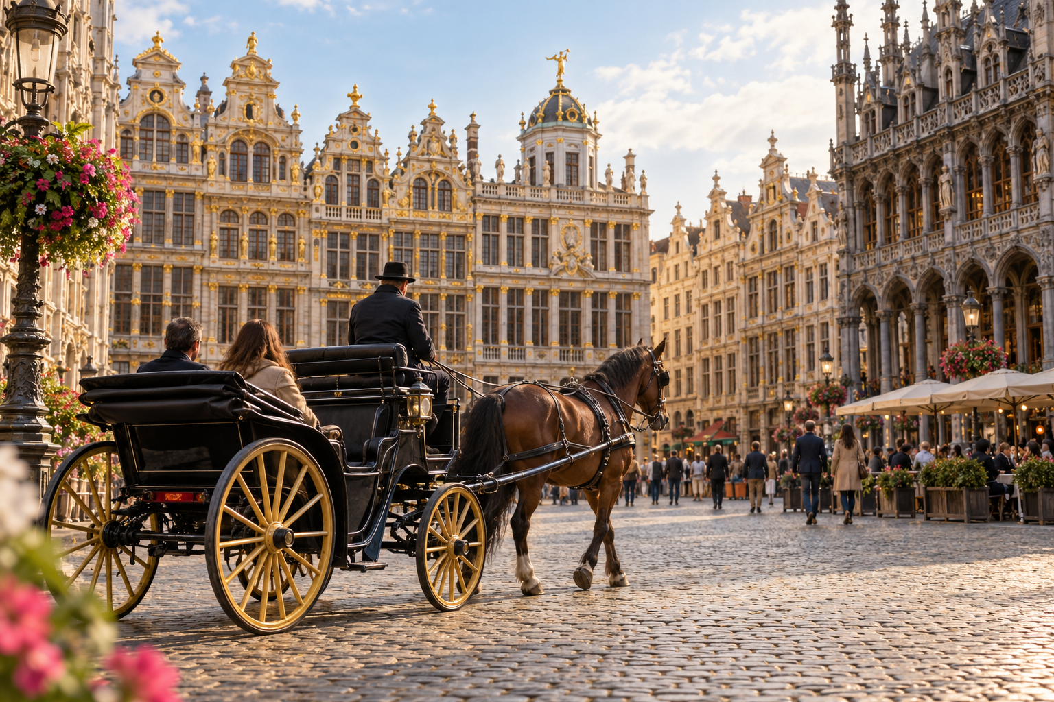 Horse Carriage at Grand Place Brussels Grand Place in Brussels