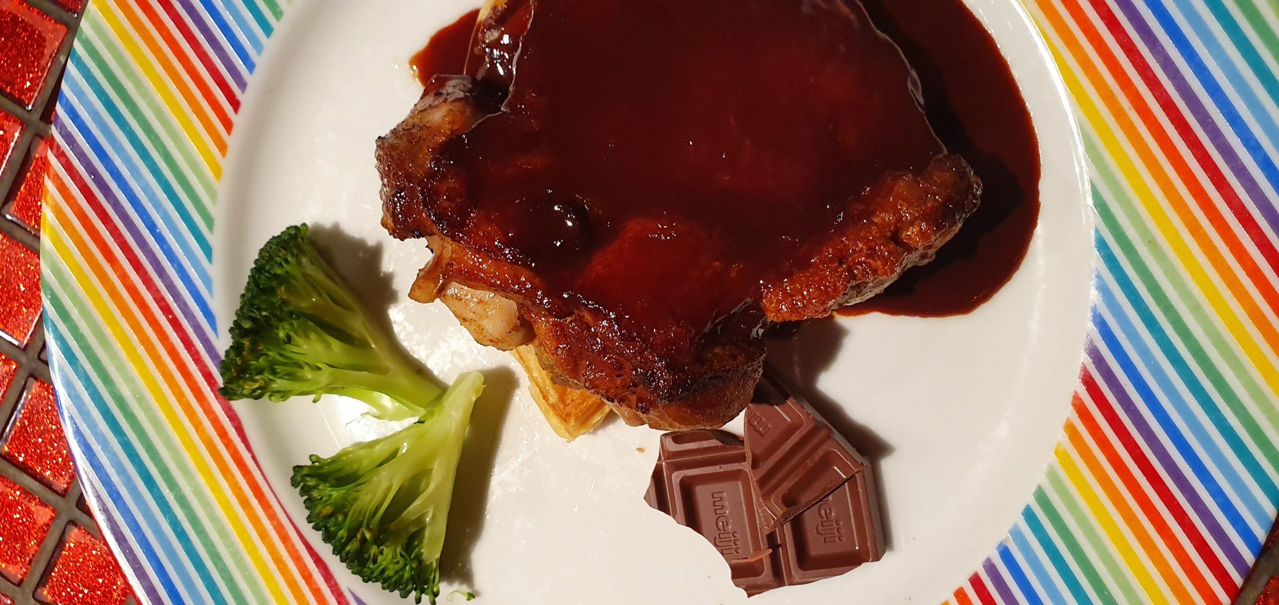 Kawaii Monster Cafe Tokyo 80 scaled Chocolate-covered chicken served with chocolate pieces at Kawaii Monster Cafe