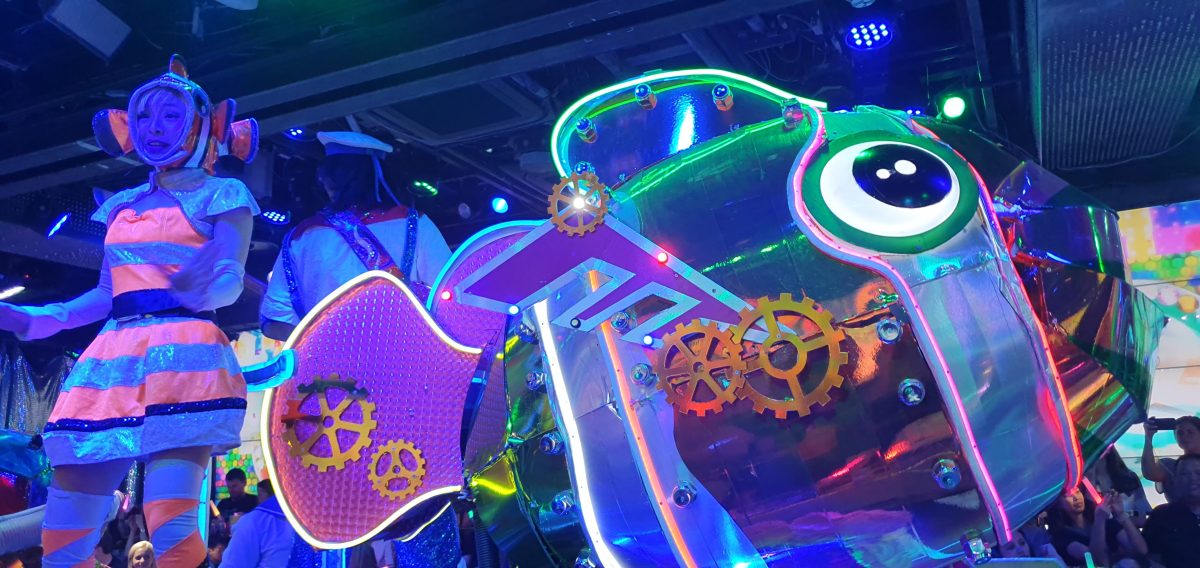 Robot Restaurant 303 The brightly lit frog robot from the Robot Restaurant show