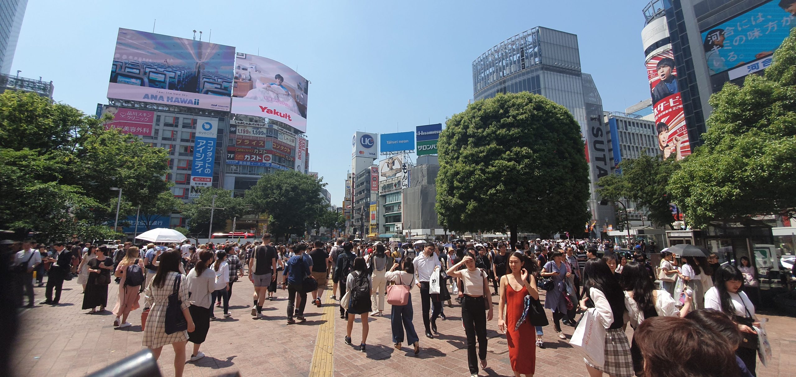 Shinjuku Station 16 scaled Pedestrians beside Shibuya Scramble Crossing on a sunny day
