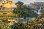 AI illustration combining the Pantanal, Amazon rainforest and Minas Gerais landscapes in Brazil