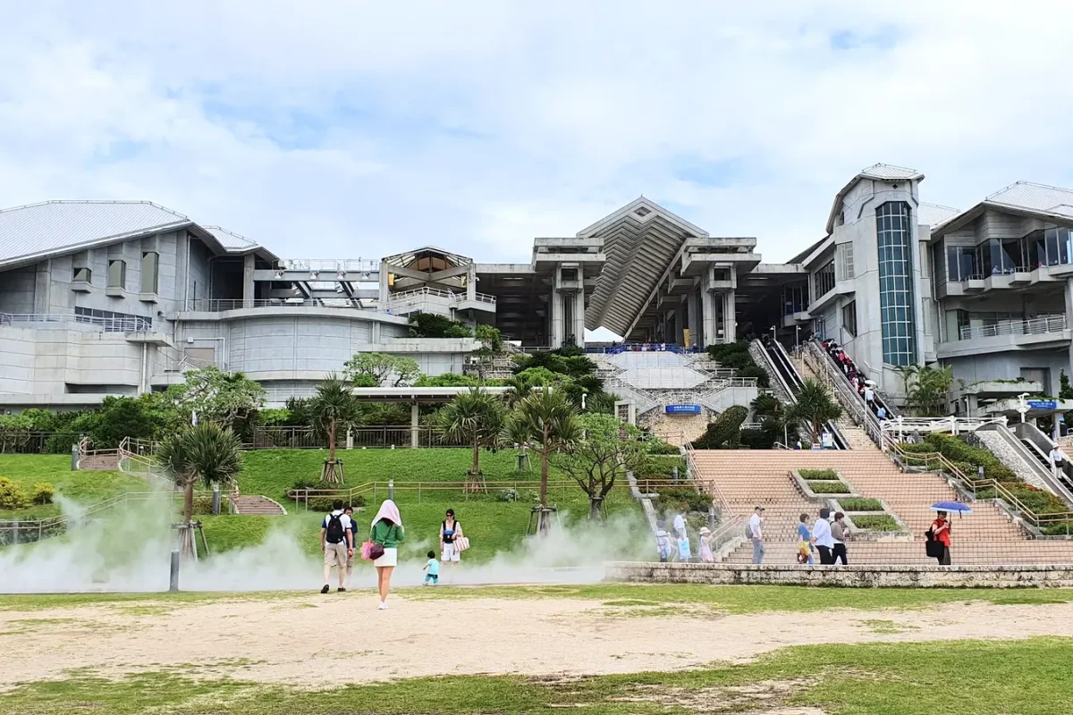 Exterior of Okinawa Churaumi Aquarium during our May 2019 visit