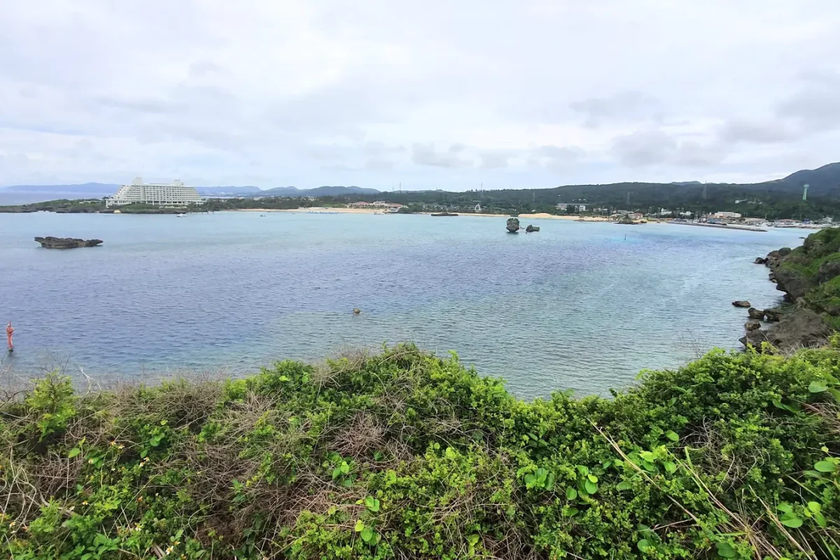 okinawa coastline beside cape manzamo 11438 Coastal view over a bay beside Cape Manzamo