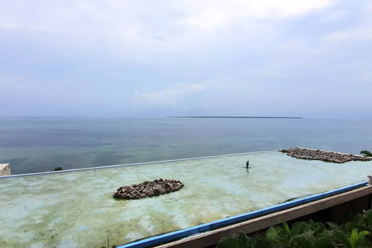 Sea view over the resort's ornamental water feature from our Grandvrio Resort balcony