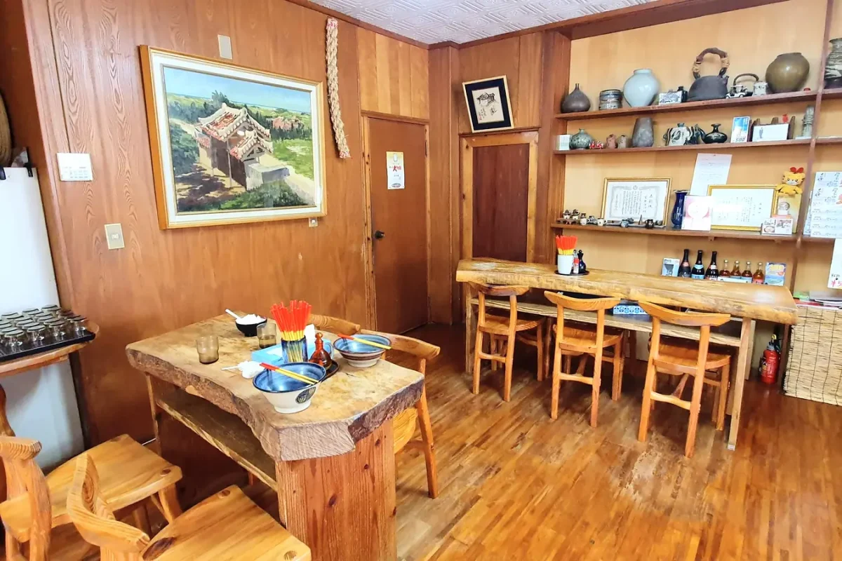 Interior of Shuri Soba restaurant in Naha