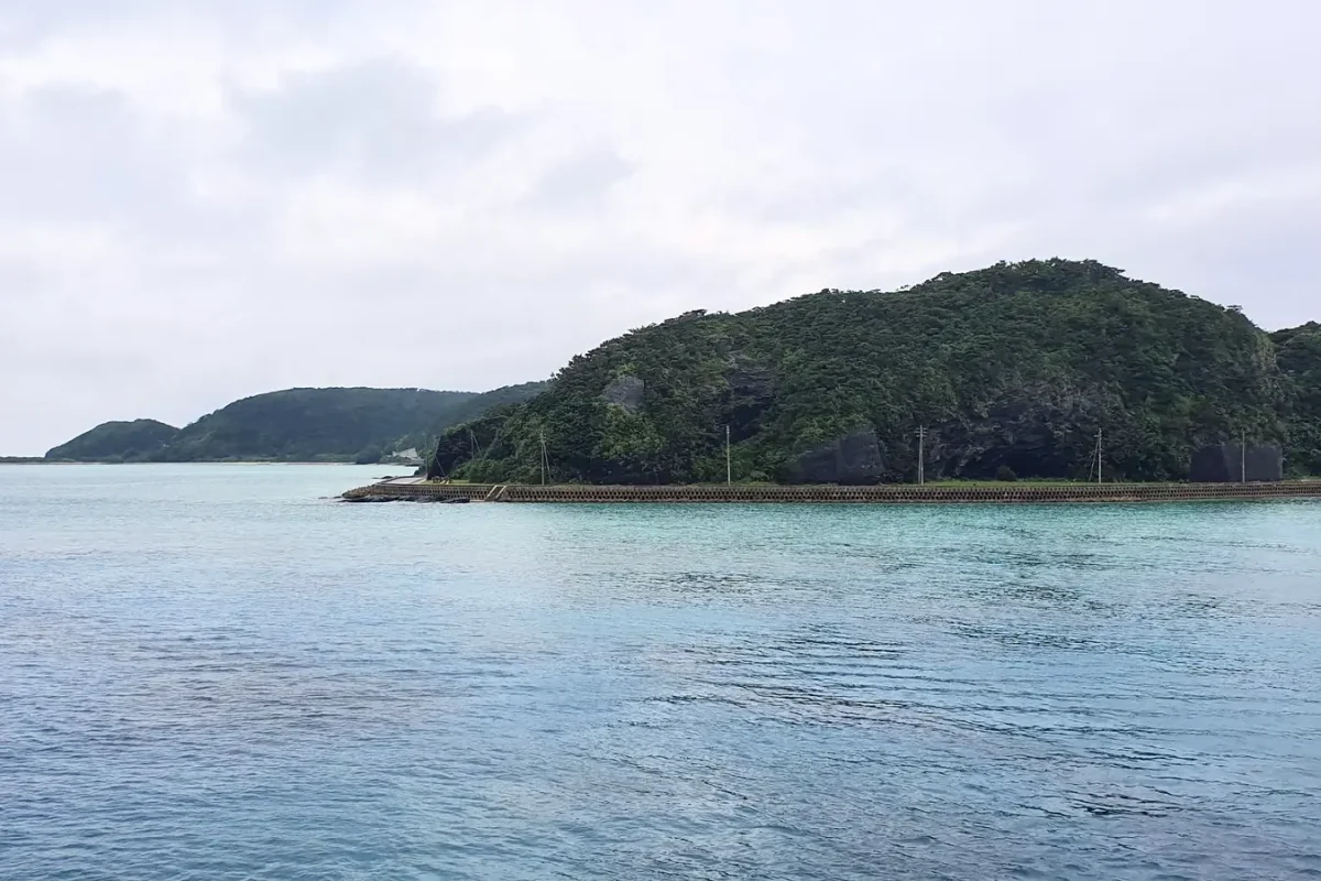Wooded coastline and turquoise water viewed from the ferry
