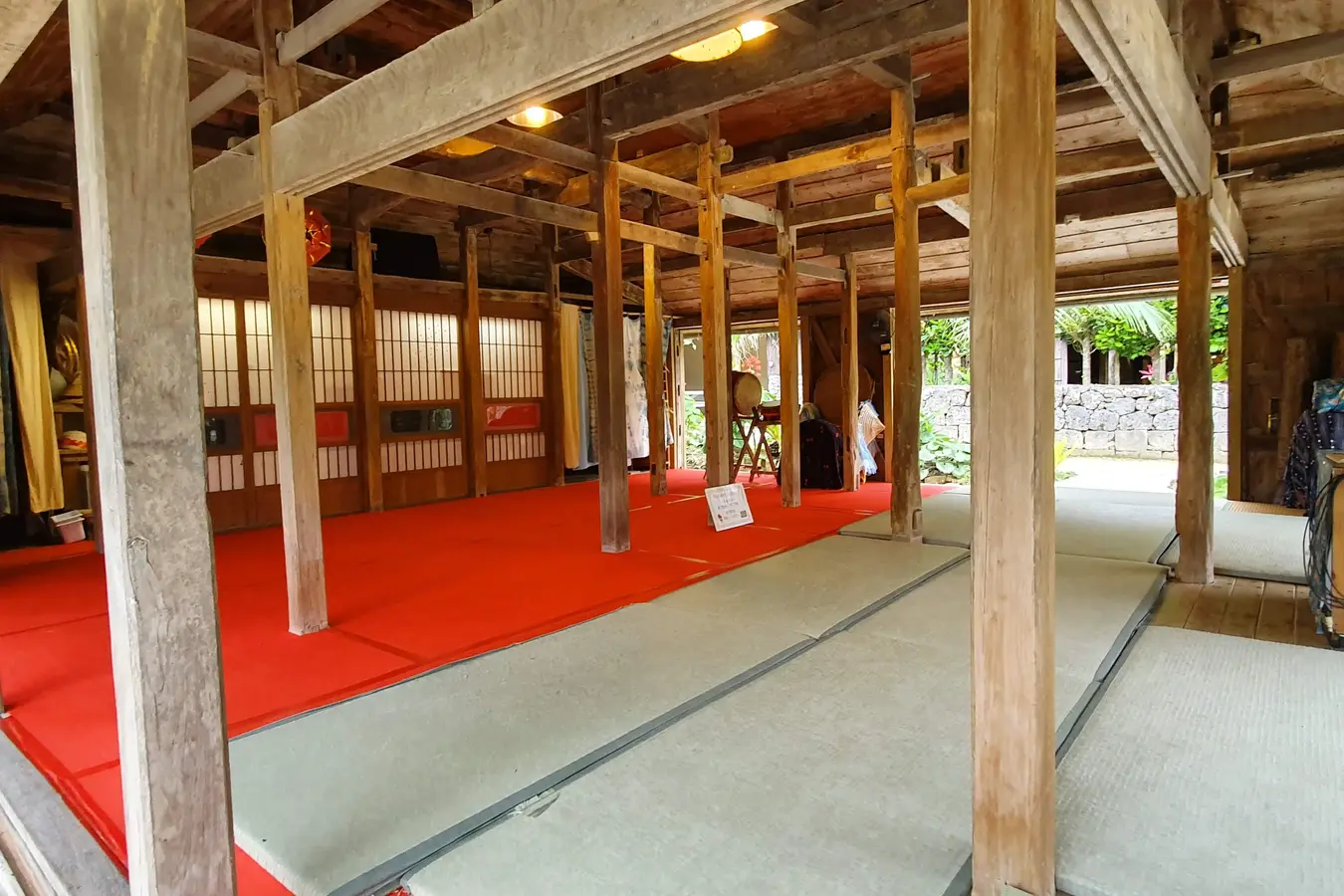 Wooden hall at Ryukyu Mura