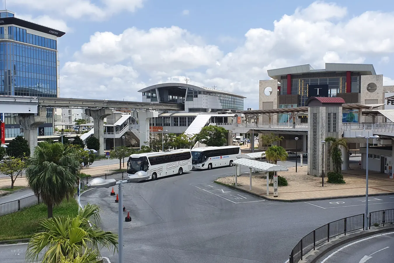 uf 91a595d878dc447a Monorail station, pedestrian bridge and bus area during our Naha sightseeing day