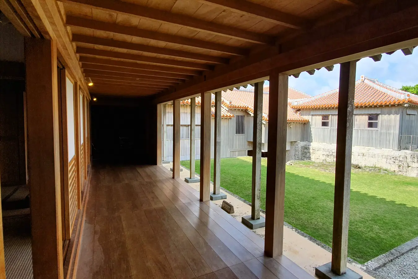 Wooden corridor at Shuri Castle in May 2019